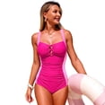 thumbnail image 1 of WAYUTE One Piece Swimsuit Women Solid Color Rash Guard with High Waisted Removable Soft Cups Tummy Control Bathing Suit, 1 of 4
