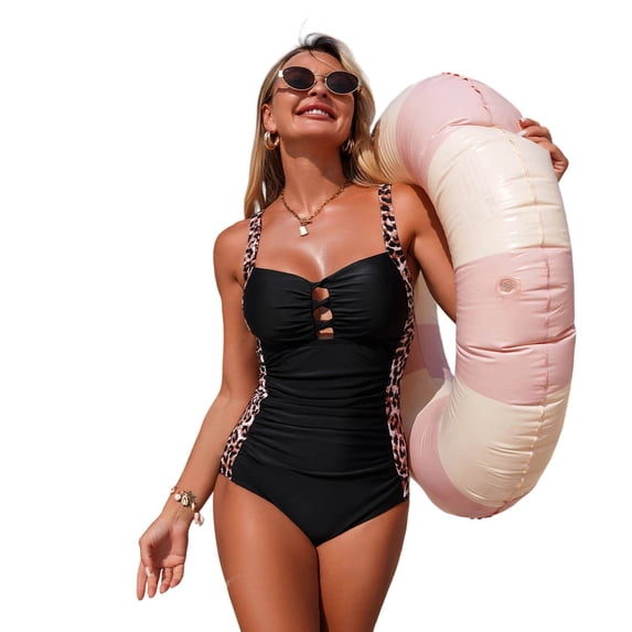 WAYUTE One Piece Swimsuit Women Solid Color Rash Guard with High Waisted Removable Soft Cups Tummy Control Swimwear