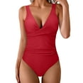 thumbnail image 1 of WAYUTE One Piece Swimsuit Women Swimsuits Bathing Suits for V Neck Ruched Push Up Swimwear, 1 of 5