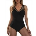 thumbnail image 1 of WAYUTE One Piece Swimsuit Women V Neck Ruched Tummy Control Bathing Suit Slim Fit Fashion Swimwear, 1 of 6