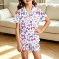 thumbnail image 1 of WAYUTE Pajamas for Girls Short Sleeve Bow Graphic Tee and Shorts Loungewear Pjs Set for Toddler Kids Home Outfits Casual Daily Wear, 1 of 3