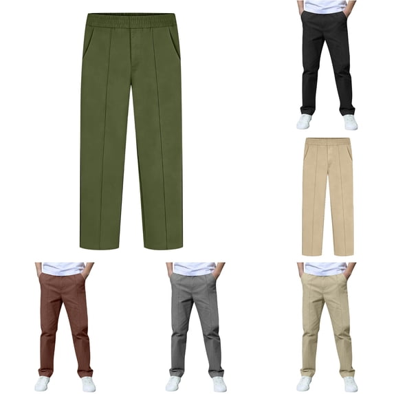 WAYUTE Pants for Boys Elastic Waist Slim Fit Ankle Length Jogger Dress Pants Solid Color Trousers for Youth Kids School Playwear Casual Outdoor,10-11 Y,Green