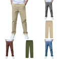 thumbnail image 1 of WAYUTE Pants for Boys Elastic Waist Slim Fit Ankle Length Jogger Dress Pants Solid Color Trousers for Youth Kids School Playwear Casual Outdoor,4-5 Y,Khaki, 1 of 5