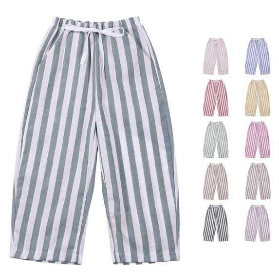 WAYUTE Pants for Boys Kids Baby Toddler Striped Printed Elasitc Waisted Loose Drawstring Breathable Proof Pants with Pockets Outdoor Casual,Light Blue