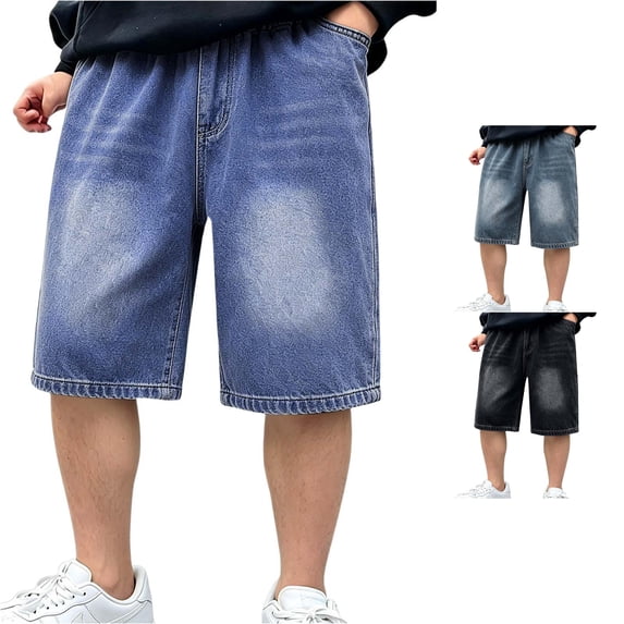 WAYUTE Pants for Boys Solid Color Elastic Waisted Classic Knee Length Jeans Pants Lightweight Comfort Blend Flexible Fit for Kids Outdoor Casual,5-6 Y,Light Blue