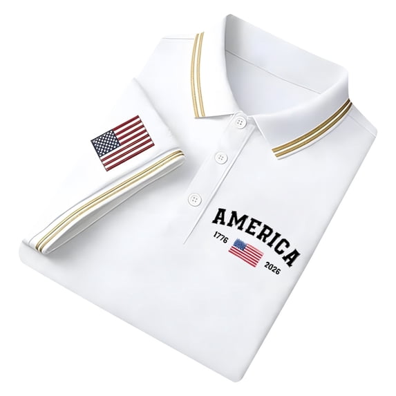 WAYUTE Polo Shirts for Men 4th of July Patriotic Graphic 250th Anniversary USA Shirt Short Sleeve Button Lapel Classic Fit Casual Outdoor