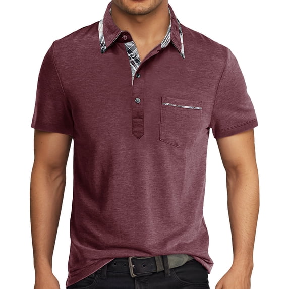 WAYUTE Polo Shirts for Men Short Sleeve Button Down Classic Fit Soolid Color Golf Shirt with Front Pocket Lightweight Casual Outdoor