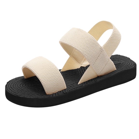 WAYUTE Sandals Women Ladies Fashion Solid Color Beach Shoes Nesh Elastic Band Wedge Sandals Trendy Versatile Casual Summer