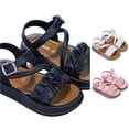 thumbnail image 1 of WAYUTE Sandals for Girls Ruched Strap Adjustable Buckle Ankle Strap Open Toe Non Casual Summer Beach Shoes for Child Kids,Black,1.5 Y-2 Y, 1 of 7