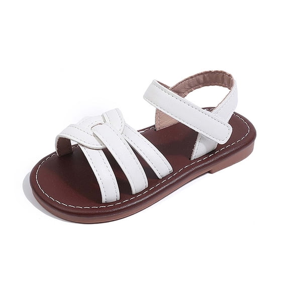 WAYUTE Sandals for Girls Woven Design Comfortable Soft Sole Beach Shoes for Kids Solid Color Everyday Footwear Casual Summer