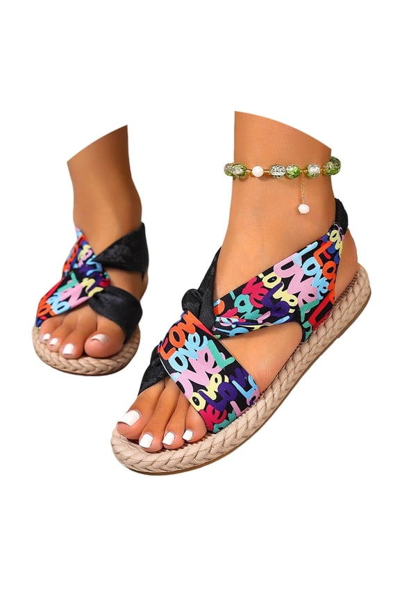 WAYUTE Sandals for Women Flat Bottom Slide Shoes with Adjustable Elastic Strap Comfort Lightweight Beach Walking Shoes Casual Outdoor