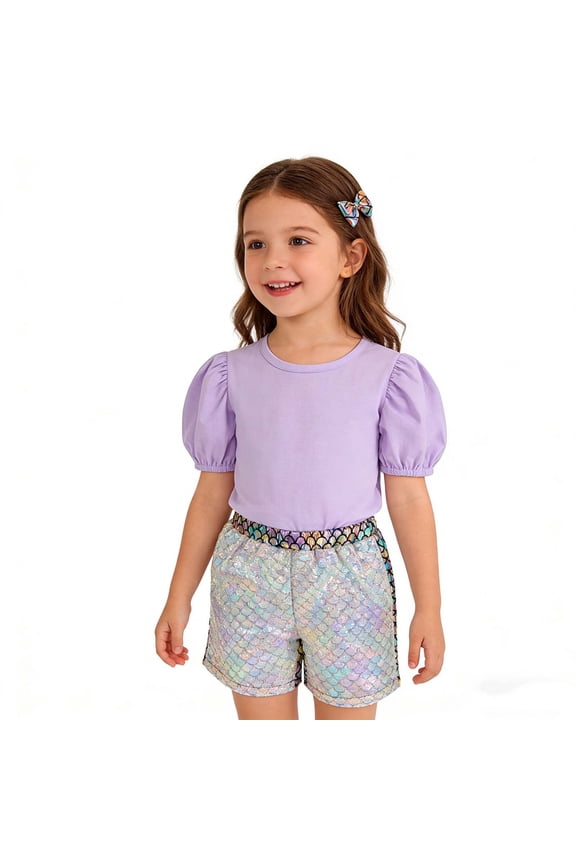 Sequin Hot Pants for Girls Glam Party Outfit Summer Scale Design Elastic Waist Playful Stage Performance Holiday Shorts