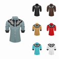 thumbnail image 1 of WAYUTE Shirts for Boys Cowboy Shirts Lapel Long Sleeve Stylish Print Shirt Button Down Top for Kids Youth Performance Summer Casual, 1 of 4