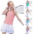 thumbnail image 1 of WAYUTE Shirts for Girls Athletic Sleeveless Lapel Solid Color Soft Gym Shirt for Kids Performance Tee and School Wear Casual Outdoor,Pink, 1 of 6