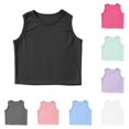 thumbnail image 1 of WAYUTE Shirts for Girls Kids Athletic Tank Ribbed Knit Crew Neck Tank Tops Solid Color Cropped Tops for Gym Yoga Workout Casual Outdoor,Black, 1 of 5