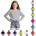 thumbnail image 1 of WAYUTE Shirts for Girls Long Sleeve Mesh Tee Casual Rash Guard Solid Color Summer Top Breathable Shirt Activewear for Kids,Grey,Size 7 Y-8 Y, 1 of 7