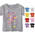 thumbnail image 1 of WAYUTE Shirts for Girls Round Neck Short Sleeve Butterflies Graphic Tees Shirt for Toddler Kids Versatile Trendy Summer Casual Outdoor T Shirt,Grey, 1 of 4