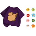 thumbnail image 1 of WAYUTE Shirts for Girls Summer Short Sleeve Crew Neck Cartoon Graphic Tee Top for Toddler Kids Casual Fashion T-Shirt,Purple,Size 5 Y-6 Y, 1 of 4