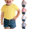 thumbnail image 1 of WAYUTE Shirts for Girls Toddler Baby Kids Casual Short Sleeve Solid Color Summer Top for Lightweight Crew Neck Basic Tee Shirt,Yellow,Size 4 Y-5 Y, 1 of 6
