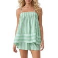 thumbnail image 1 of WAYUTE Shorts Sets Women 2 Piece Outfits Striped Spaghetti Straps Backless Crop Top with Pleated High Waist Elastic Shorts Summer Outfit, 1 of 4