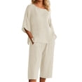 thumbnail image 1 of WAYUTE Shorts Sets for Women Casual Short Sleeve Crew Neck Top and Shorts Solid Color 2 Piece Fashion Outfit Summer Work Business Clothing Sets, 1 of 4