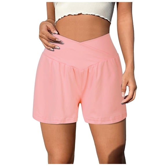 WAYUTE Shorts for Women High Waisted Flowy Solid Color Joggers Running Sports Lined Workout Athletic Yoga Shorts