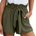 thumbnail image 1 of WAYUTE Shorts for Women High Waisted Shorts Striped Ruffle Stretch Beach Short with Pockets Casual Versatile Summer Outdoor, 1 of 6