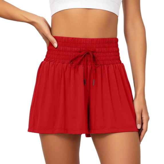WAYUTE Shorts for Women High Waisted Yoga Running Gym Athletic Solid Color Workout Shorts with Pockets Durable for Summer Daily Wear