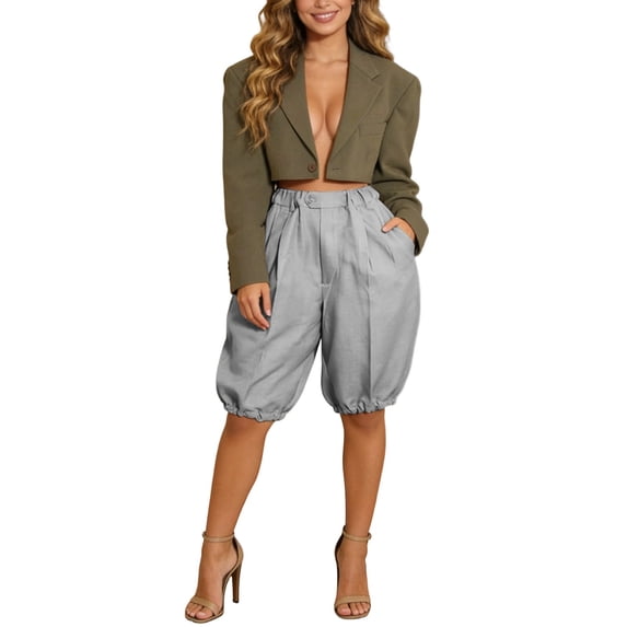 WAYUTE Shorts for Women Trendy Loose Boho Palazzo Shorts Elastic Waisted Baggy Formal Bussiness Durable for Summer Daily Wear
