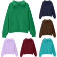 thumbnail image 1 of WAYUTE Sweatshirts for Girls Half Zip Stand Collar Soft Lined Solid Color Pullover Front Pocket Fall Outfits for Girls Casual Outdoor,Green,Size 5-6 Y, 1 of 4