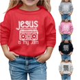 thumbnail image 1 of WAYUTE Sweatshirts for Girls Long Sleeve Boombox Letter Print Crewneck Sweatshirt for Toddler Kids Fall Winter Outfit Casual Dailywear,Red,Size 9-10 Y, 1 of 4