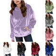 thumbnail image 1 of WAYUTE Sweatshirts for Girls Soft Lined Satin Long Sleeve Solid Color Warm Sweatshirts & Hoodies for Girls Fall Winter Casual Dailywear,Purple,Size 8-9 Y, 1 of 6