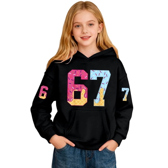 WAYUTE Sweatshirts for Girls Kids Graphic Hooded Sweatshirt Soft Pullover Jacket with Prints for Boys and Casual Play and Outdoor Activities