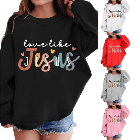 WAYUTE Sweatshirts for Girls Kids Letter Print Long Sleeve Crewneck Sweatshirt for Child Loose Fit Fall Outfits Casual Streetwear,Black,Size 5-6 Y