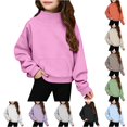 thumbnail image 1 of WAYUTE Sweatshirts for Girls Neck Solid Color Loose Fit Long Sleeve Pullover for Big Kids Fall Outfits Versatile Casual Outdoor,Pink,Size 4-5 Y, 1 of 7