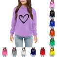 thumbnail image 1 of WAYUTE Sweatshirts for Girls Soft Lined Heart Print Graphic Hoodies Playful Pullover for Toddler Kids Child Casual Dailywear,Purple,Size 10-11 Y, 1 of 4