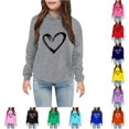 thumbnail image 1 of WAYUTE Sweatshirts for Girls Soft Lined Heart Print Graphic Hoodies Playful Pullover for Toddler Kids Child Casual Holiday,Gray,Size 3-4 Y, 1 of 4