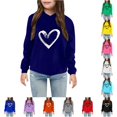 thumbnail image 1 of WAYUTE Sweatshirts for Girls Soft Lined Heart Print Graphic Hoodies Playful Pullover for Toddler Kids Child Casual Outdoor,Blue,Size 2-3 Y, 1 of 4