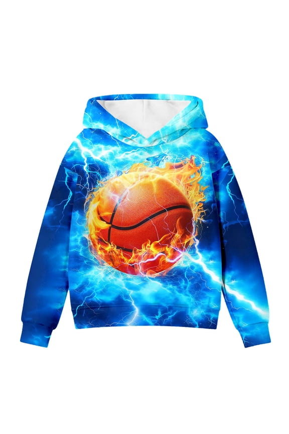 Sweatshirts for Girls and Boys Athletic Hooded Sweatshirt Long Sleeve Pullover with Cool Basketball Graphic Casual Fall Winter Sports Top
