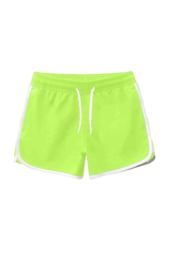 Swim Trunks Boys Solid Color Drawstring Waist Side Split Athletic Training Swimwear Bottoms for Toddler Kids Surfing Swimming