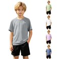 thumbnail image 1 of WAYUTE T Shirts for Boys Mesh Athletic Short Sleeve Ice Silk Crew Neck Quick Drying Performance Kids Solid Color Sport Top Casual Daily Wear,Grey,Size 8-9 Y, 1 of 7