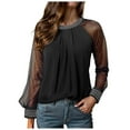 thumbnail image 1 of WAYUTE T Shirts For Women Festives Black Elegant Sexy New Year'S Eve Outfit Sequins Blouse Top Casual Comfort Soft Party Holiday Streetwear, 1 of 5