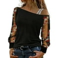 thumbnail image 1 of WAYUTE T Shirts For Women Festives Black Elegant Sexy New Year'S Eve Outfit Sequins Modern With Glitter Shirt Blouse Top Casual Loose Fit Outdoor Activities Daily Wear, 1 of 7