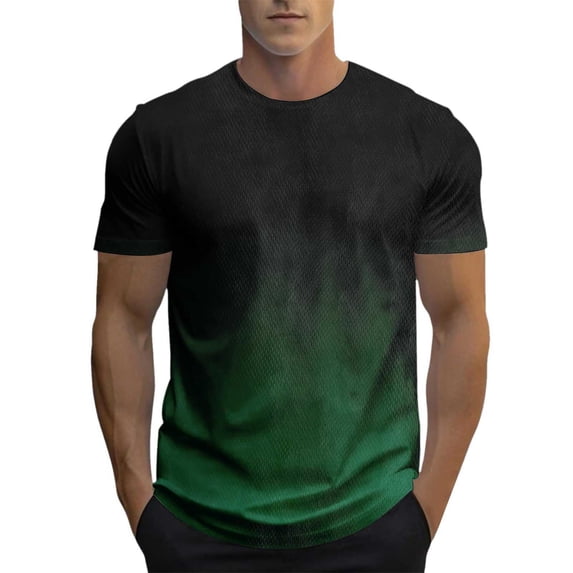 WAYUTE T Shirts for Man Short Sleeve Crew Neck Gradient Color Workout Athletic Shirts Performance Loose Tee for Gym Training Casual Summer T-Shirts