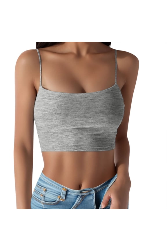 Tank Tops for Women Push Up Solid Color Spaghetti Strap Tank Top Vest Casual Sports Sleeveless Slim Trendy Tunic Camisole