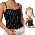 thumbnail image 1 of WAYUTE Tank Tops for Women Spaghetti Straps Slim Fit Polka Dot Print Cropped Tops Layering Fashion Camisole Summer Vacation,Black,M, 1 of 4