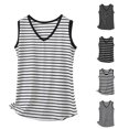 thumbnail image 1 of WAYUTE Tank Tops for Women Striped Print V Neck Sleeveless Soft Breathable Camisole Layering Loose Fit Summer Daily Wear,Light Gray,M, 1 of 3