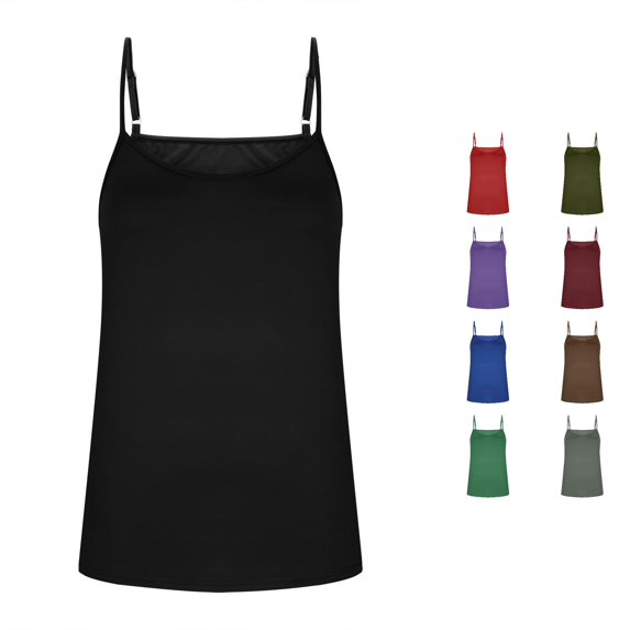 WAYUTE Tank Tops for Women Summer Silk Spaghetti Straps Camisole Comfort Breathable Solid Color Sleepwear Home Outfit,Black,M