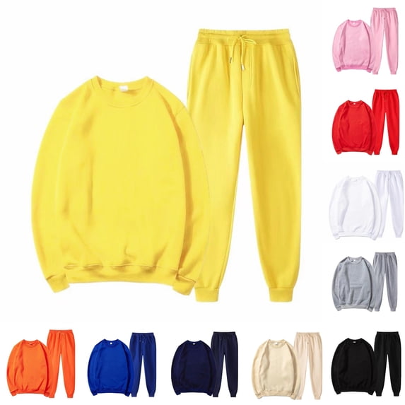 WAYUTE Toddler Big Kids Fall Outfits for Girls Long Sleeve Pullover Top and Joggers Sweatpants 2 Pcs Solid Color Fashion Clothing Set Casual Daily Wear,Yellow,Size 4-5 Y