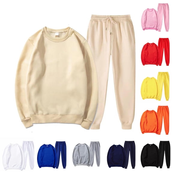 WAYUTE Toddler Big Kids Fall Outfits for Girls Long Sleeve Pullover Top and Joggers Sweatpants 2 Pcs Solid Color Fashion Clothing Set Casual Outdoor,Beige,Size 12-13 Y